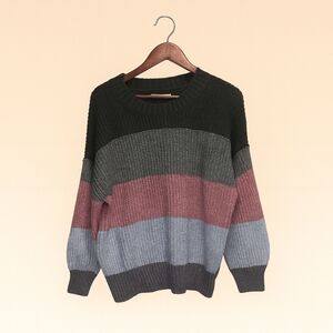 American Eagle Striped Colorblock Pullover Sweater Size M